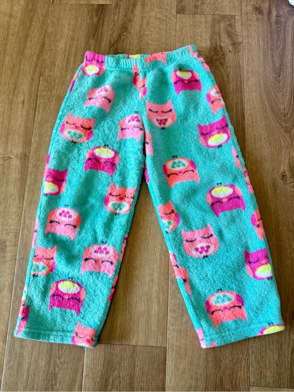 🦉 Girls’ Owl Fleece Pajama Pants – Size 6/6X – Excellent Condition